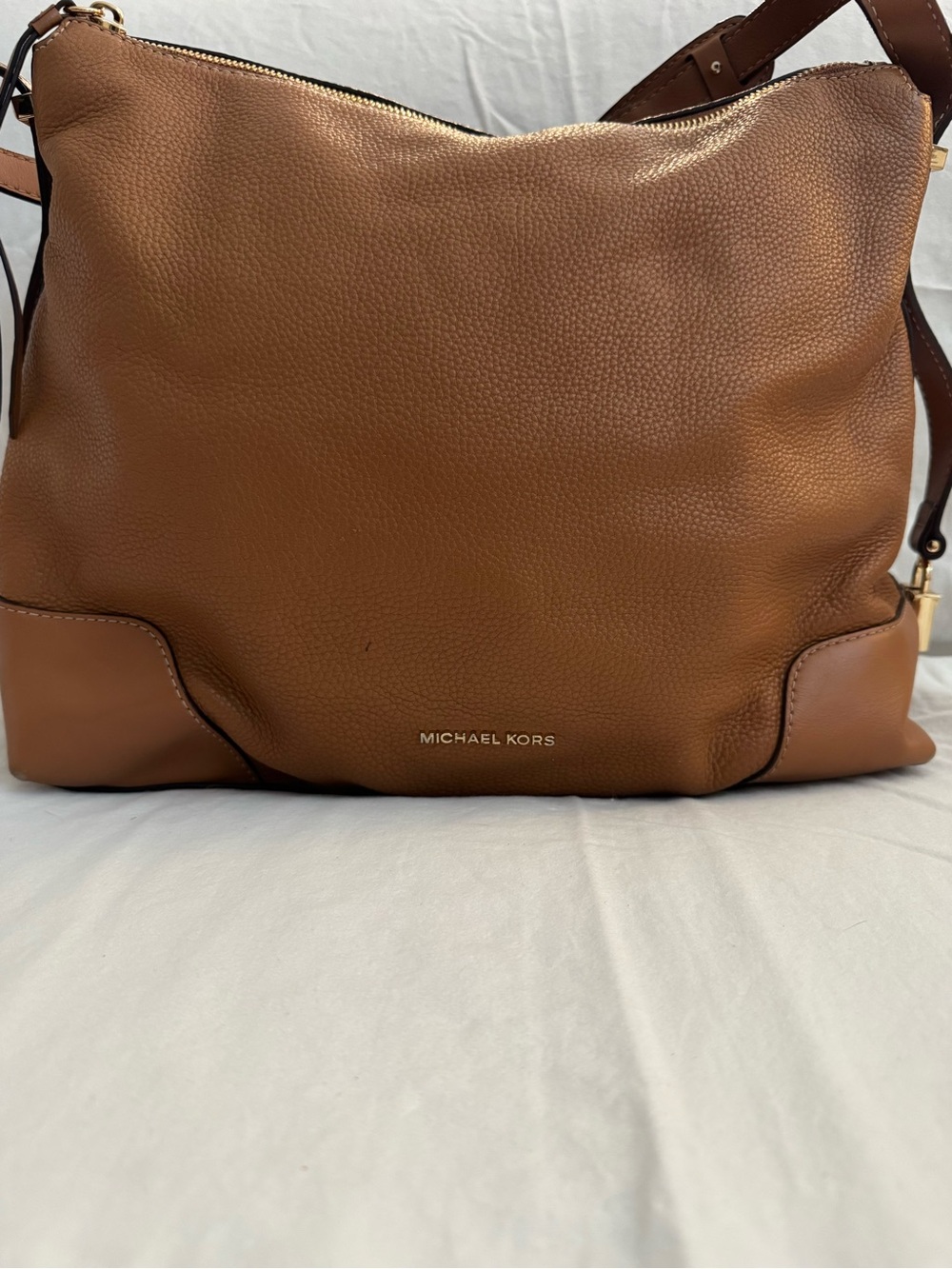 Michael Kors Brown Pebbled Shoulder Bag Gold Hardware